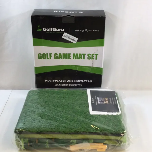 GolfGuru Green Indoor Training Multi Player Artificial Turf Golf Game Mat Set