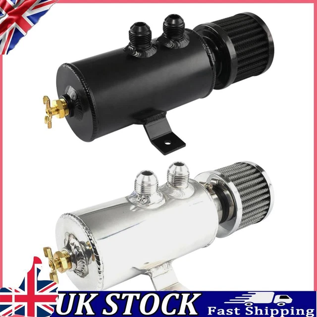 ENGINE OIL TANK 2 Ports Baffled Reservoir Oil Catch Can Kit with