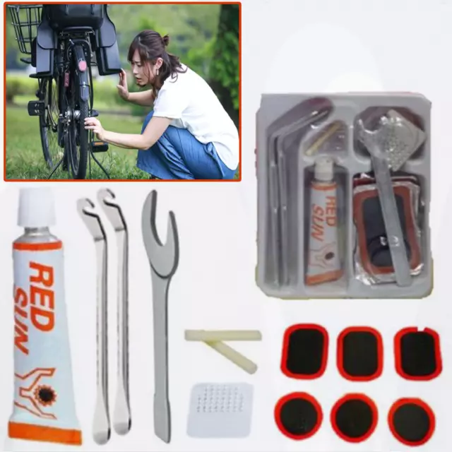 Bicycle Repair Tool Kit Glue For Cycle Bike Puncture Tyre Patches Inner Tube Set