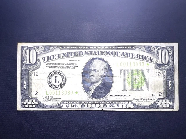 $10 1934 FRN Light Green Series San Francisco STAR