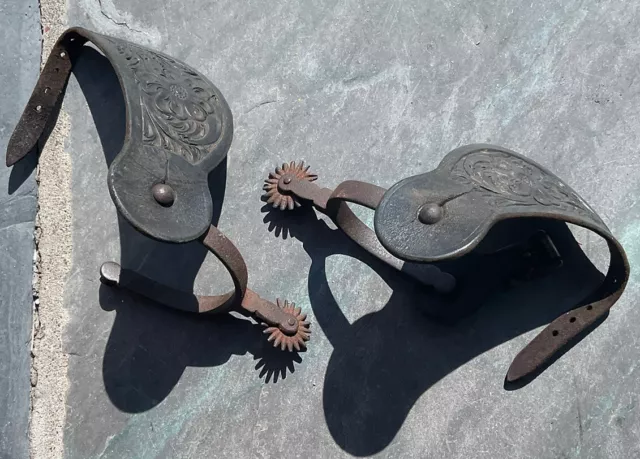Antique August Buermann Western Spurs - PAT'D STAR stamped