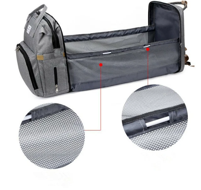 3 in 1 Travel Diaper Bag Backpack Baby Portable Crib Bassinet bed Changing Mat