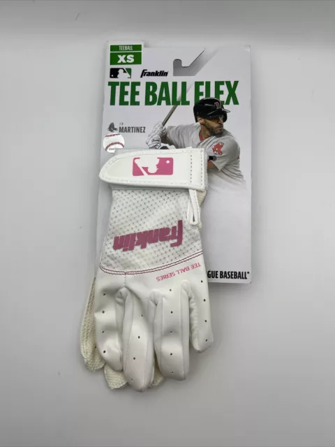 Franklin Sports Youth Tee ball Flex Series Batting Gloves - White/Pink XS