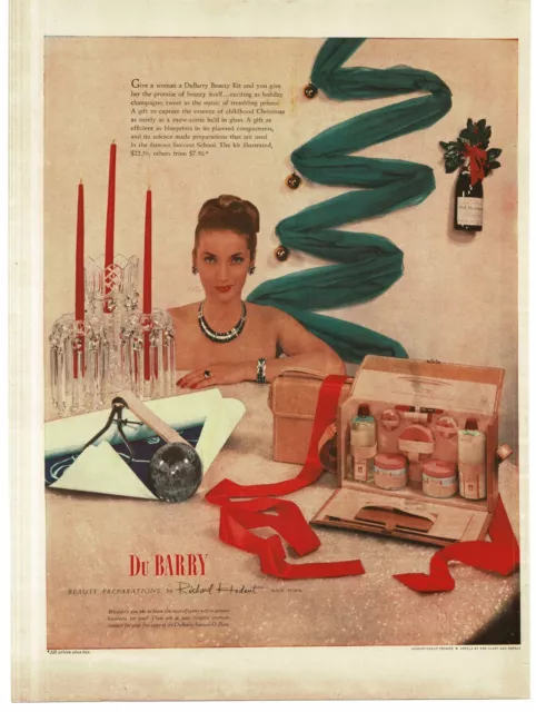 1945 Richard Hudnut DU BARRY Beauty Kit Cosmetics Christmas Vintage Print Ad 1945 Richard Hudnut DU BARRY Beauty Kit Cosmetics Christmas Vintage Print Ad