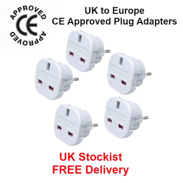 5 x UK To Greece EU Euro Europe European Travel Adaptor Plug 2 Pin Adapter