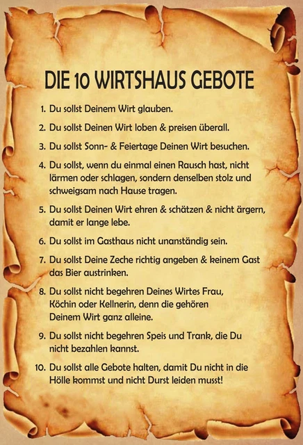 HOLZSCHILD 20X30 DIE 10 Wirtshaus regeln Lustig Spruch Tafel Wand Deko