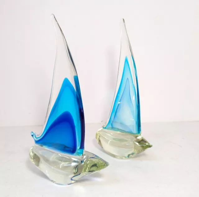 2 Segelboote Murano Glas Sammlerstück