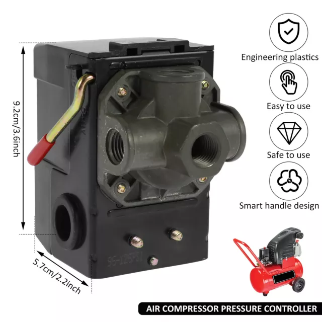 Air Compressor Pressure Switch 4 Ports 95-125 PSI Compressor Control ChZlS