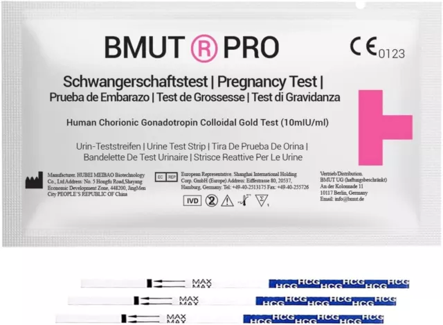 50x Schwangerschaftstest BMUT Baby 10 miu/ml Teststreifen Urintest hCG-Test Früh 2