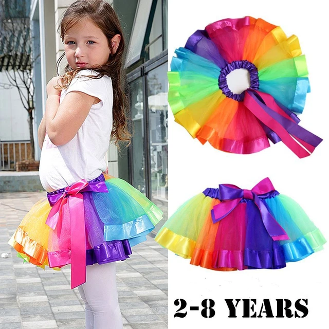 Carino abito da ballo tulle principessa arcobaleno regalo festa bambina bambina