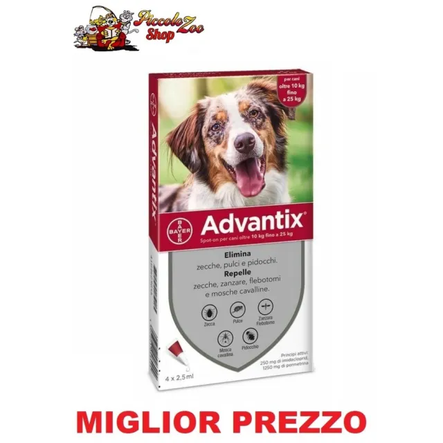 Advantix Bayer 4 pipette antiparassitario per cane 10-25kg SCAD 2027