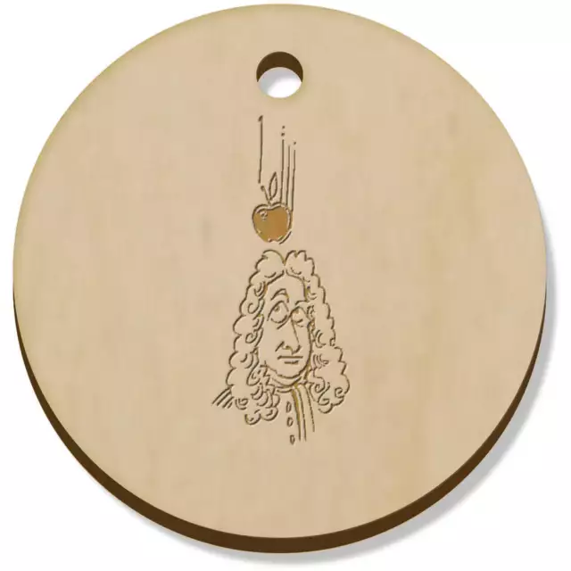 11 x 34mm 'Isaac Newton y Manzana' Colgante de Madera (PN00063473)