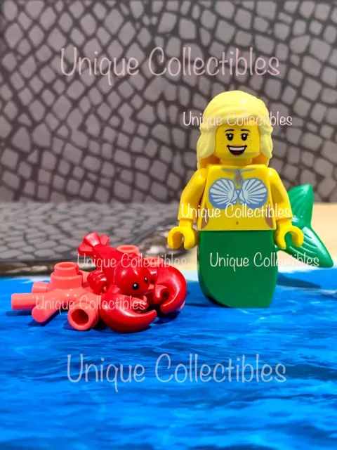 LEGO Minifigure Mermaid Blond Hair w/ Lobster & Coral Piece Accessory Bundle NEW