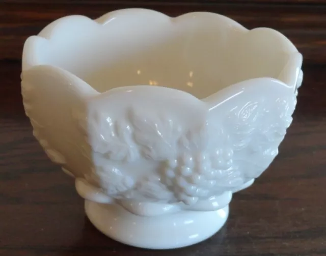 Westmoreland Paneled Grape Milk Glass Footed Oyster Cocktail Bowl