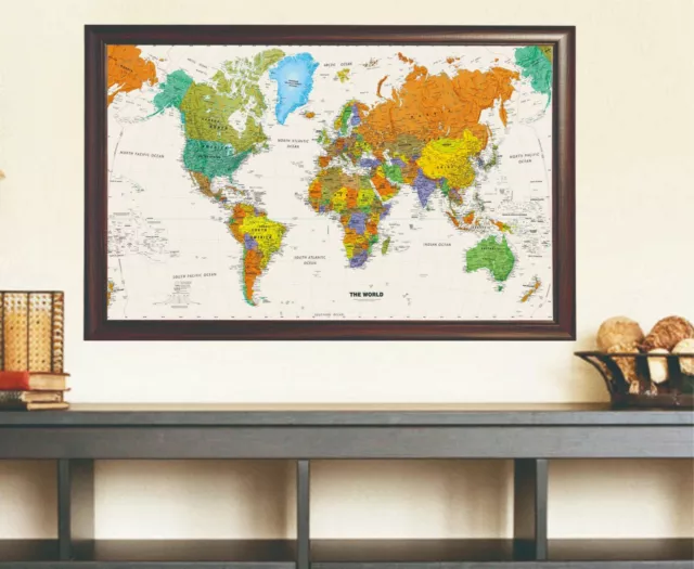 Unframed World Map Poster Canvas High Quality Print Home Decor