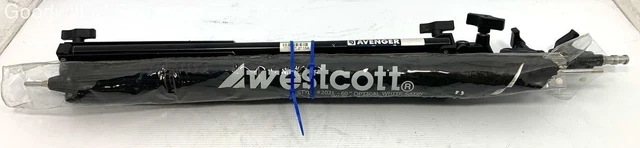 New Westcott Avenger Stand Umbrella 60" Optical White Satin W/ Black Cover Italy
