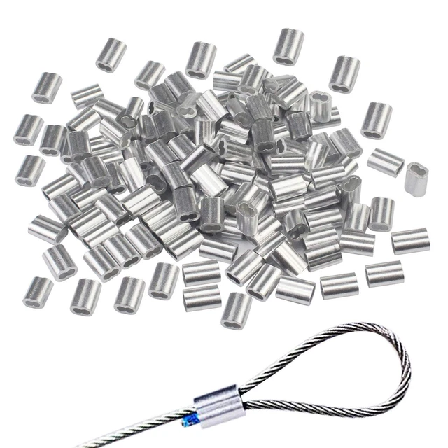 Aluminum Crimping Loop Sleeve Cable Crimp for 3/16" Inch Diameter Double Ferrule