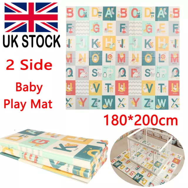 Baby Kids Play Mat 2 Side Crawling Soft Blanket Folding Waterproof Floor Carpet