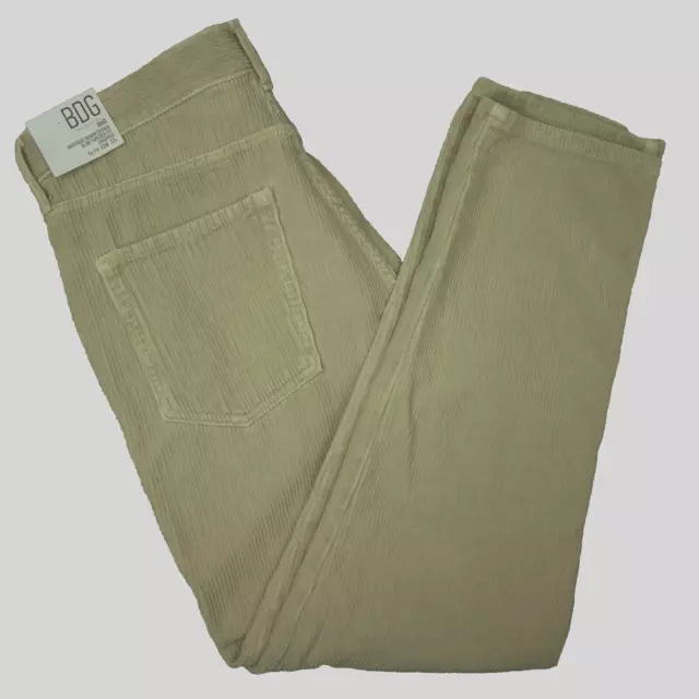 BDG Slim Tapered Fit Dad Cropped Corduroy Pants Men's Sz 32 Button Fly Stone NWT 3