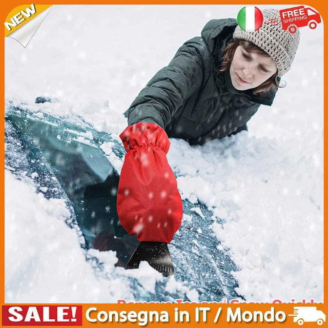 IT Multifunctional Ice Scraper Supplies Deicing Mittens for Car Windshield (Red)