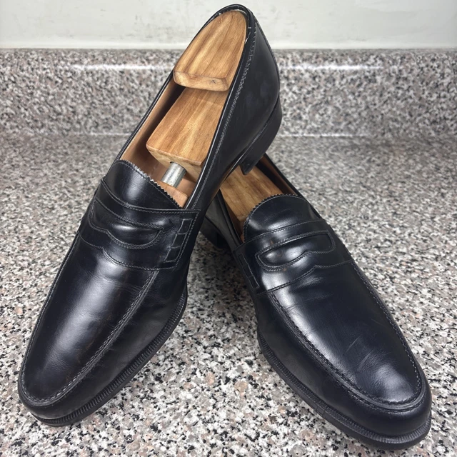 ANGELO GALASSO BLACK Leather Cap Toe Kiltie Loafers US Size  display picture 2