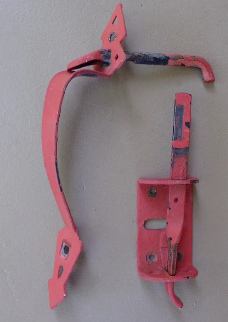 Large Antique Barn Door Latch & Pull Original Red Paint