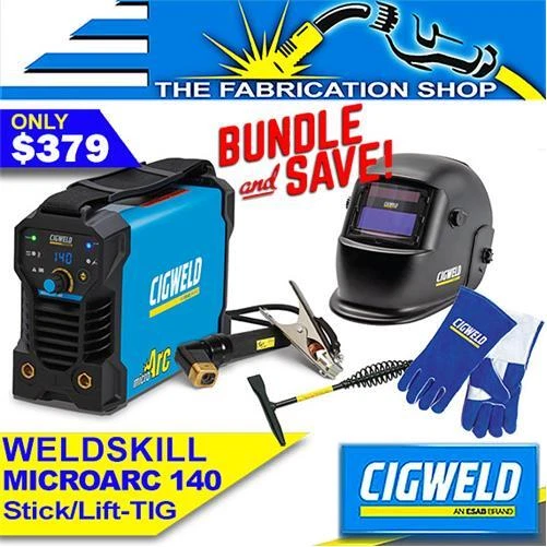 Cigweld Weldskill MicroArc 140A Tig DC Welder, Helmet, Gloves W1008162 PP140MA22