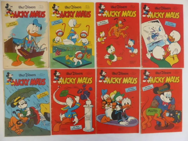 Micky Maus Hefte  1960 Nr. 2, 5, 7, 9, 10, 17, 19, 20, mit 3 x  Sammelmarke.