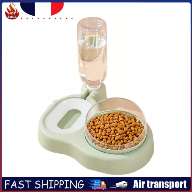 Cat Food Bowl Pet Automatic Feeder Dog Water Drinking Dispenser (Green) FR