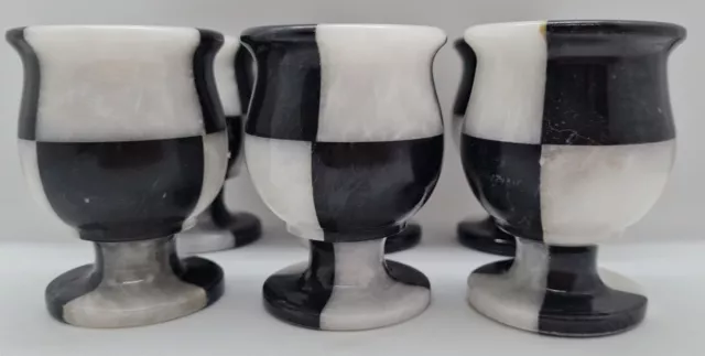 Natural Black & White Marble Shot Goblets - 6 pcs, 2" x 2" x 3", Capacity: 60 mL