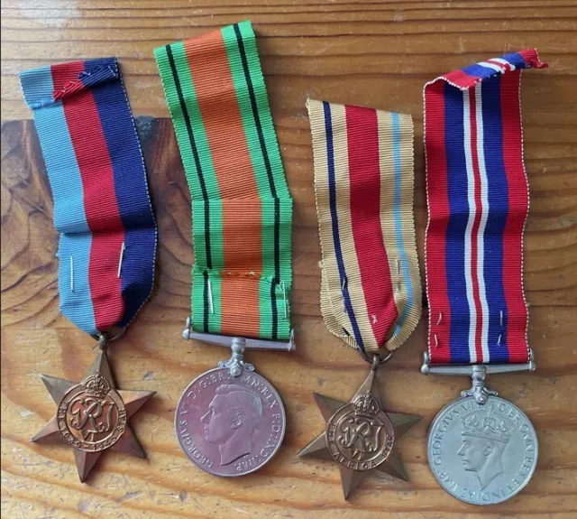 4 xWW2 Medals in original Air Ministry box addressed G A Buckley of Whitefield