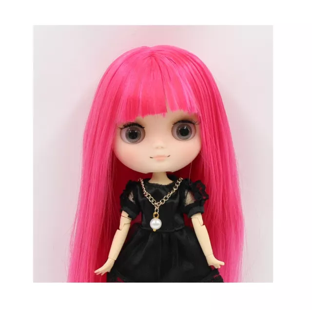 BJD Toy Middie Blythe Doll 8 inch Nude Jointed Body Red Straight Hair Matte Face