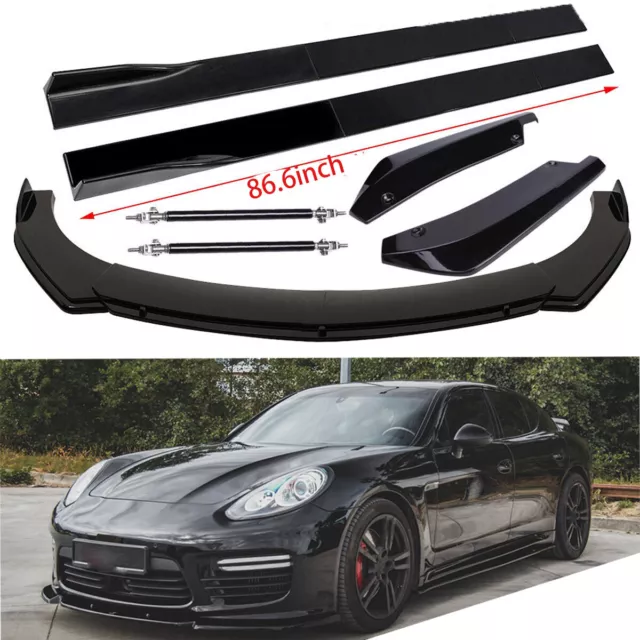 For Porsche Panamera 2010-2022 Front Bumper Lip Spoiler + Side Skirts+Rear Lip