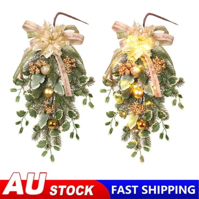 Christmas Door Wreath Xmas Flower Ornament Home Room Wall Hanging Garland Decor