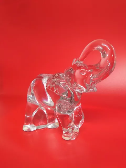 Baccarat France Crystal Glass LARGE 6.5" Elephant Trunk Up Flawless Figurine