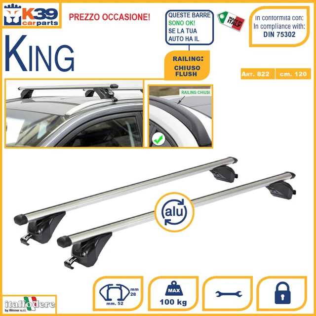 Barras de Techo de Aluminio K39 Tronco Baca Audi Q8 Barandilla Cerrado