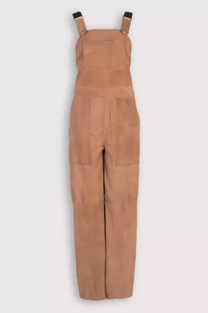 RRP€800 ELEVENTY Suede Leather Dungaree Size S Partly Lined Adjustable Strap