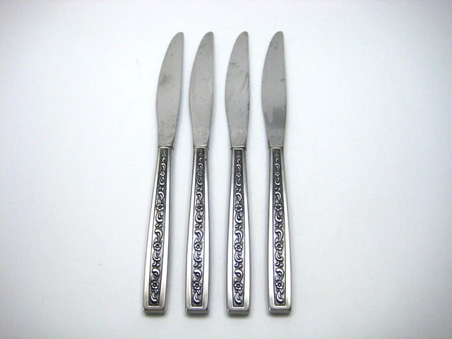4 West Bend Oneida Miracle Maid Stainless Dinner Knives Flatware 9 1/4 4 West Bend Oneida Miracle Maid Stainless Dinner Knives Flatware 9 1/4