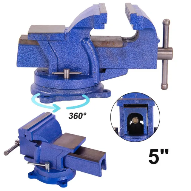 5 inch 125mm Vice Swivel Base Vise Anvil Clamp Holder Pipe Grip Jaws Iron Bench
