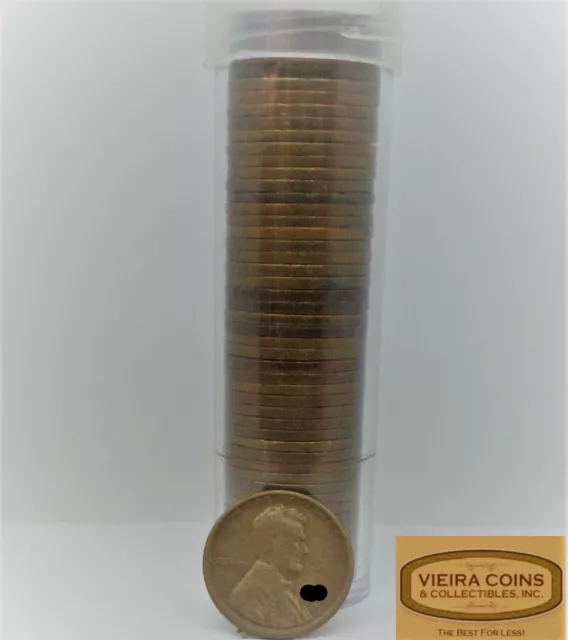 1910 to 1919 - 1 ROLL (50 coins) Lincoln Wheat Cent, Mixed Common Dates - D1