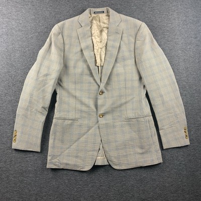 J Hilburn Blazer Sport Jacket Mens 40L Beige Two Button
