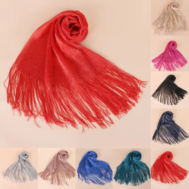 Muslim Long Tassel Fringe Women Headscarf Wrap Shawl Islamic Turban Hijab Scarf