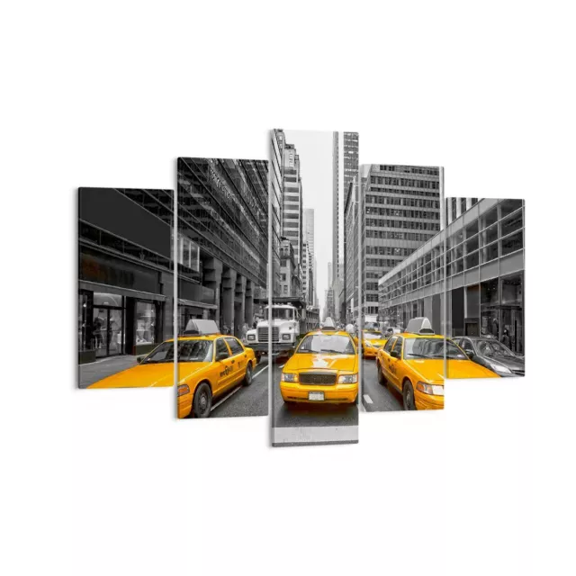 Wandbilder 150x100cm 5 tlg Leinwandbild Taxi Stadt Stra�e Transport XXL Bilder