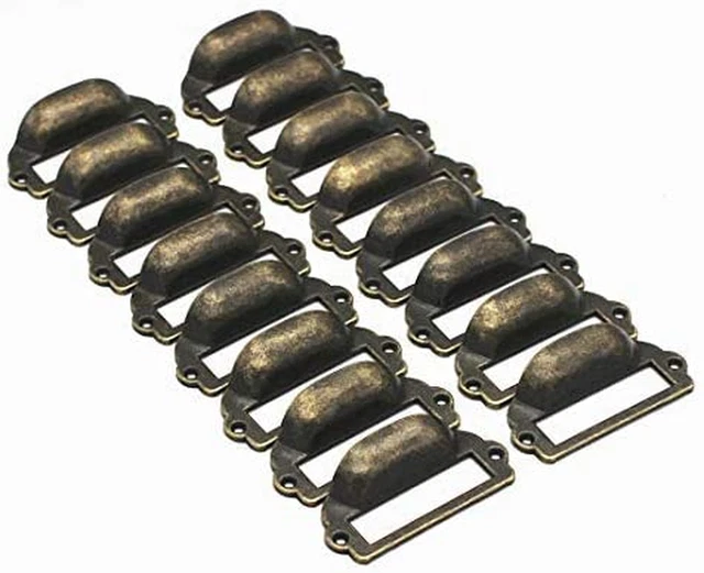 WEICHUAN 16PCS Zinc Alloy 1-5/8" X 3-1/4" Antique Bronze Apothecary Drawer Pulls