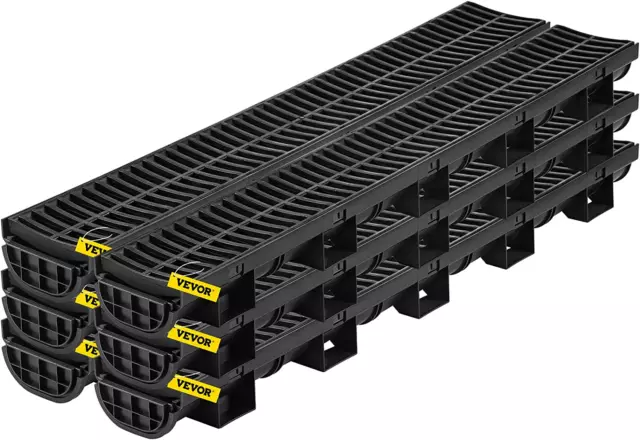TRENCH DRAIN SYSTEM, Channel Drain with Plastic Grate, 5.8X3.1-Inch ...