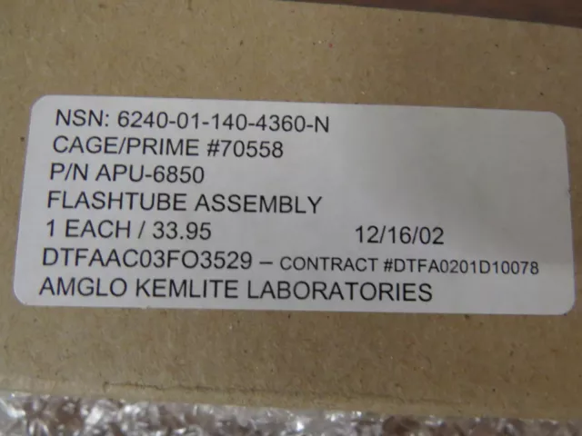 + Amglo Kemlite APU-6850 / 0301 Flashtube, Octal Base NSN: 6240-01-140-4360-N 2