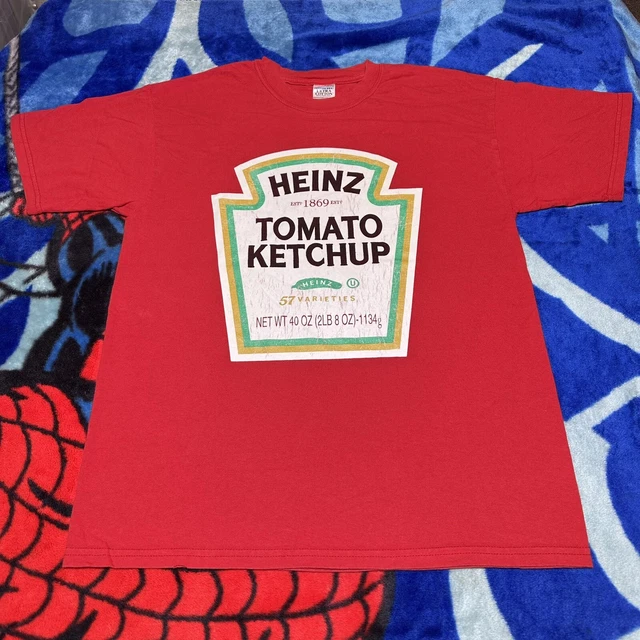 VINTAGE 2000S HEINZ Tomato Ketchup Bottle Logo Print TShirt Size Large