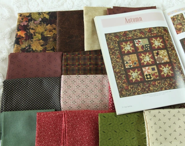 Kit de edredón de muestreo de otoño con libro 62"" x 62"" patchwork Scrappy Country otoño