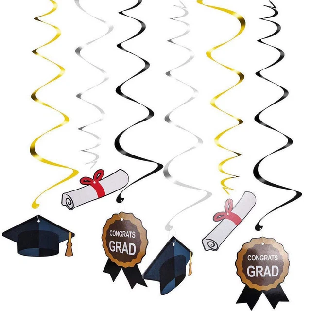 6 GRADUATION HANGING Spiral Banner Bunting Graduation Backdrop Props