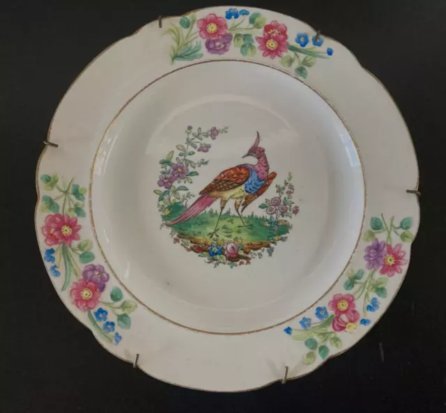 Antique Late 1800s Copeland late Spode England Peacock Bird Plate 9”